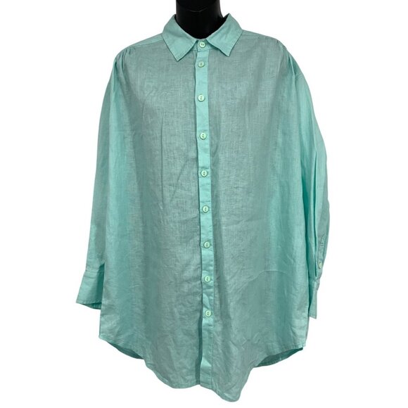 Sea Level Swim Australia Shirt Size Small S Mint Green Linen Button Down New - Picture 1 of 10